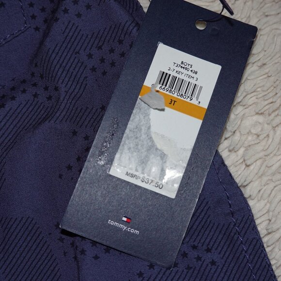 Boys Size 3T Tommy Hilfiger Long Sleeve Navy Blue Button Down Shirt, 100% Cotton - Picture 4 of 8